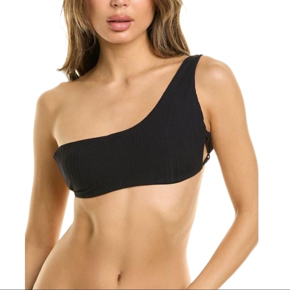 Onia Demi Irregular Rib Bikini Top In Black (M) - Picture 8 of 8